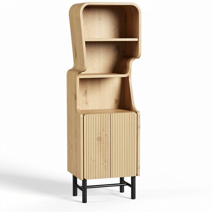 **Modern Wooden Storage Cabinet with Distinctive Curved Design**