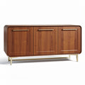 **Mid-Century Modern Walnut Sideboard with Gold Accents**