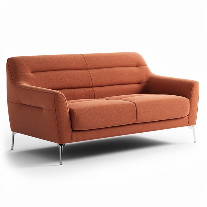 **Sleek Modern Orange Fabric Sofa with Metal Legs**