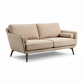 **Modern Beige Fabric Sofa with Sleek Wooden Legs**