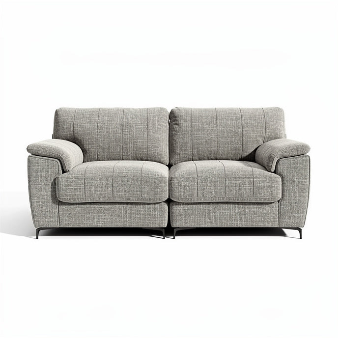 **Modern Grey Fabric Sofa with Plush Cushions and Sleek Legs**