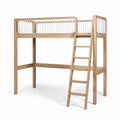 **Space-Saving Wooden Loft Bed with Safety Railing and Ladder**